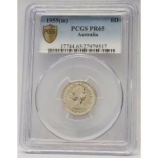 AUSTRALIA 1955 . SIXPENCE . PROOF